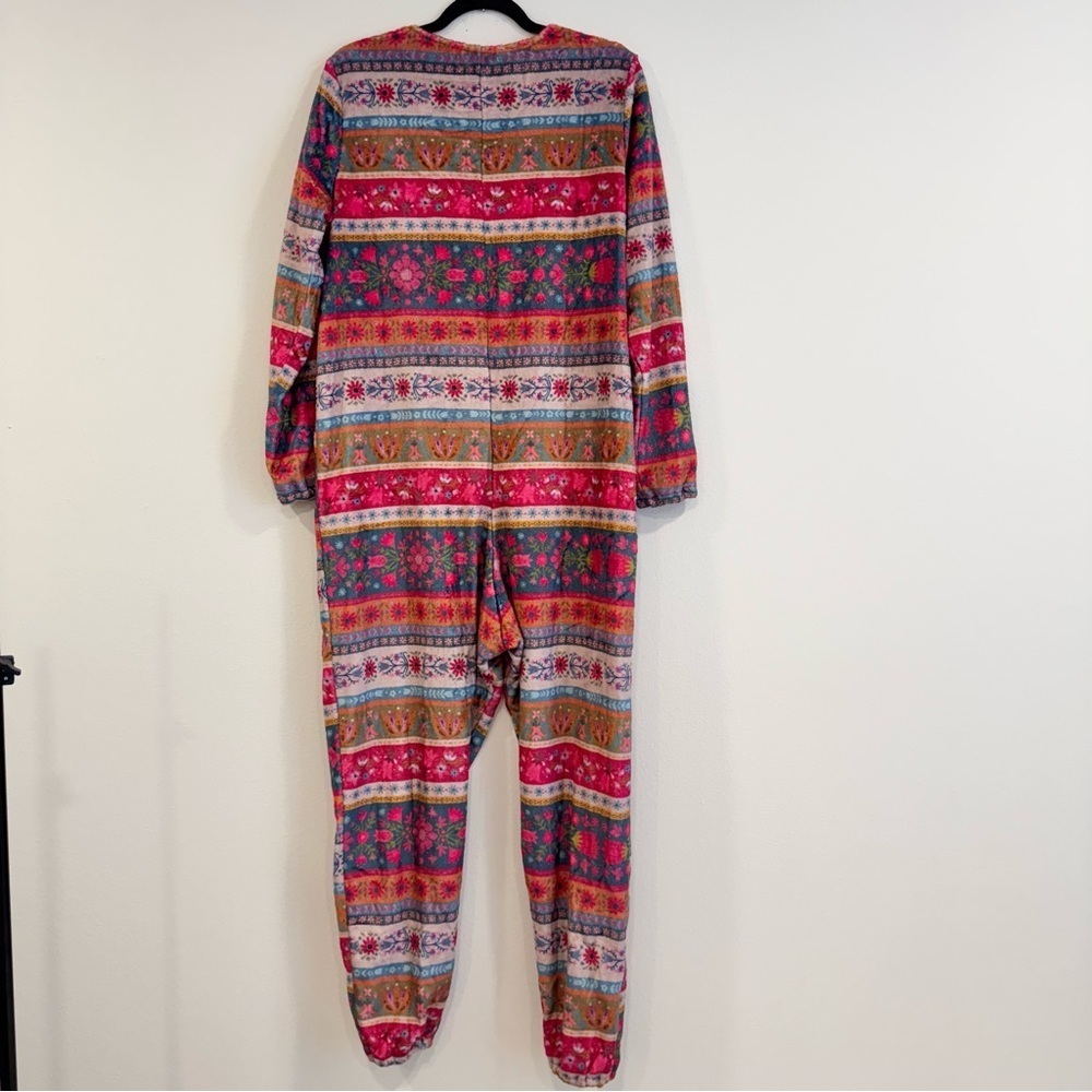 Natural Life Fleece One Piece Pajama Zip Up Boho Comfy Lounge S - Picture 2 of 6
